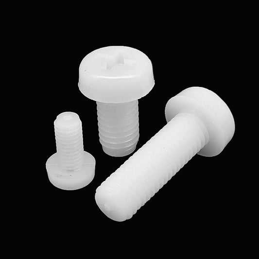 White_nylon_plastic_insulated_cross_Phillips_pan_round_head_screw