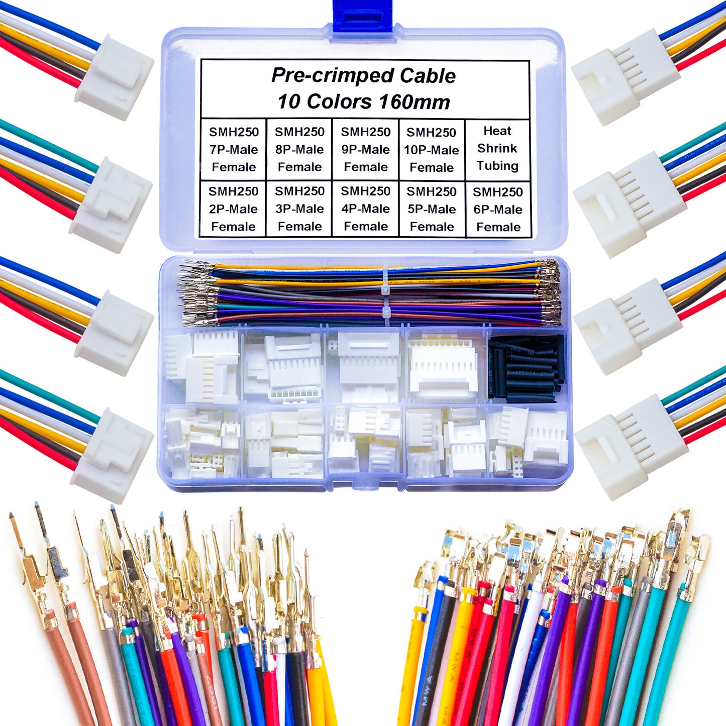 Full set of YEONHO SMH250 2.5 male female connector kit with 22AWG pre-crimped cables
