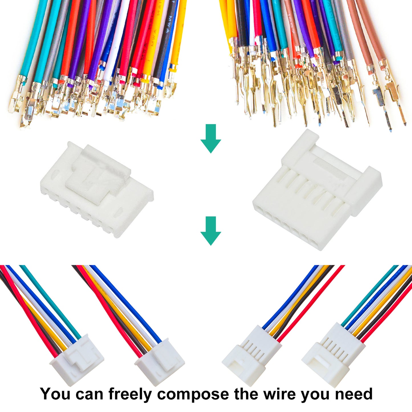 YEONHO SMH250 2.5 connector kit with pre-crimped wires used in electronic projects and DIY applications