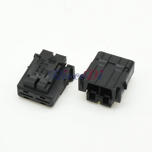 Side view of 2 pin automotive wiring harness connector showing secure plug interface for vehicles