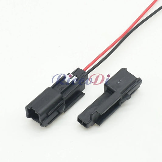 Close-up of terminals on automotive 2P AC tweeter wire connector for secure and reliable connection