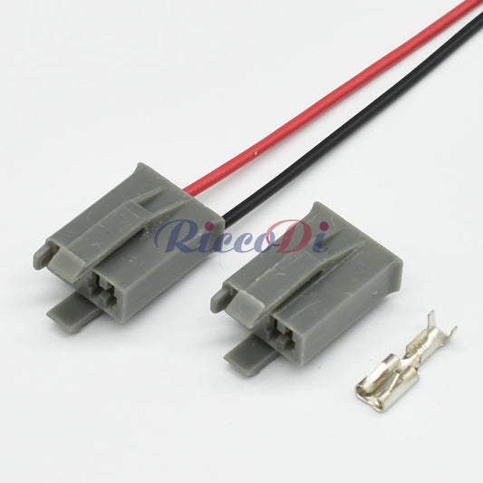 Close-up of terminals on automotive 2 way female connector plug for secure and reliable electrical connection