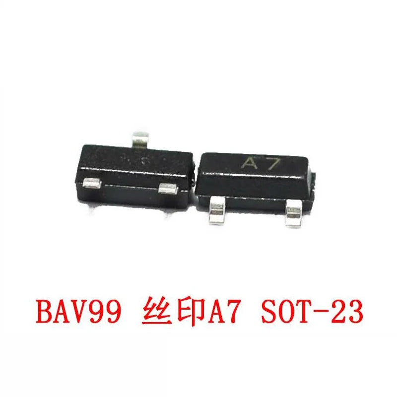 10 pz BAV99 ( A7 ) Doppio DIODO Transistor 70V 215mA SMD SOT-23 10 pz BAV99 ( A7 ) Doppio DIODO Transistor 70V 215mA SMD SOT-23