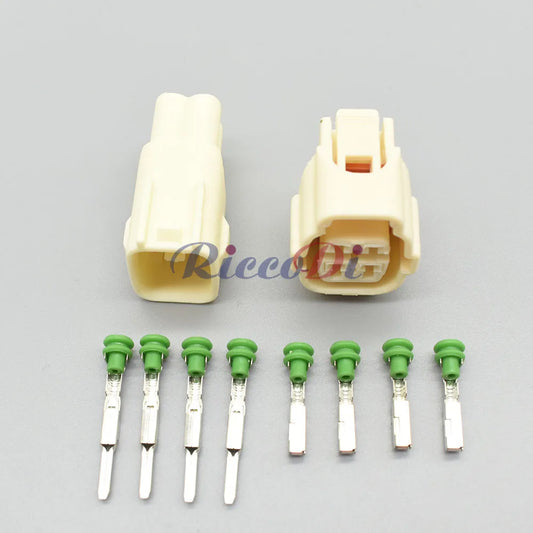 Close-up of 4 Pin Sealed Waterproof Automotive Electrical Wiring Connector 7283-7040-40 7282-7040-30, Male and Female Plug