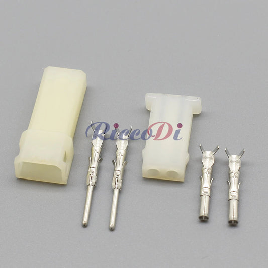 Close-up of terminals on DJ3021 2-pin automotive connector for secure electrical contact