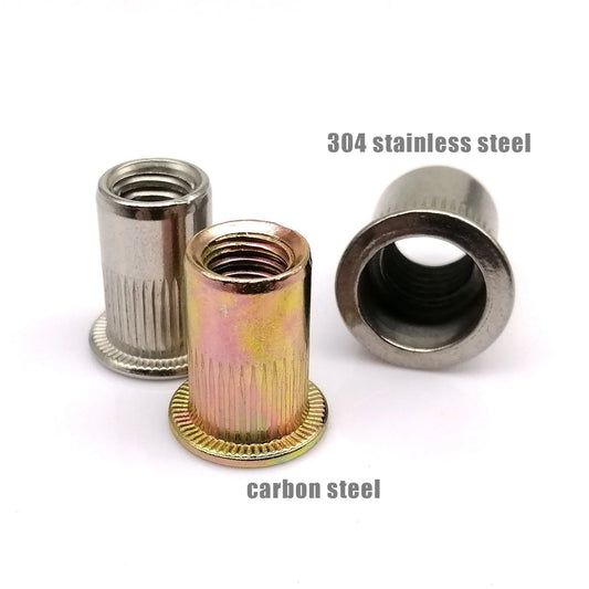 Carbon & 304 Stainless Steel Flat Head Rivnut Nutsert Insert Rivet Nut UNC 6#-32 to 1/2-13 Keszoox