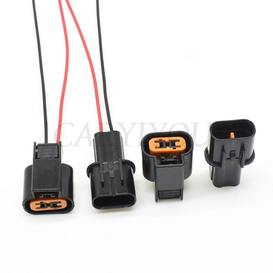 Close-up of 2 Pin fog lamp sensor connector showing male and female terminals for secure automotive wiring