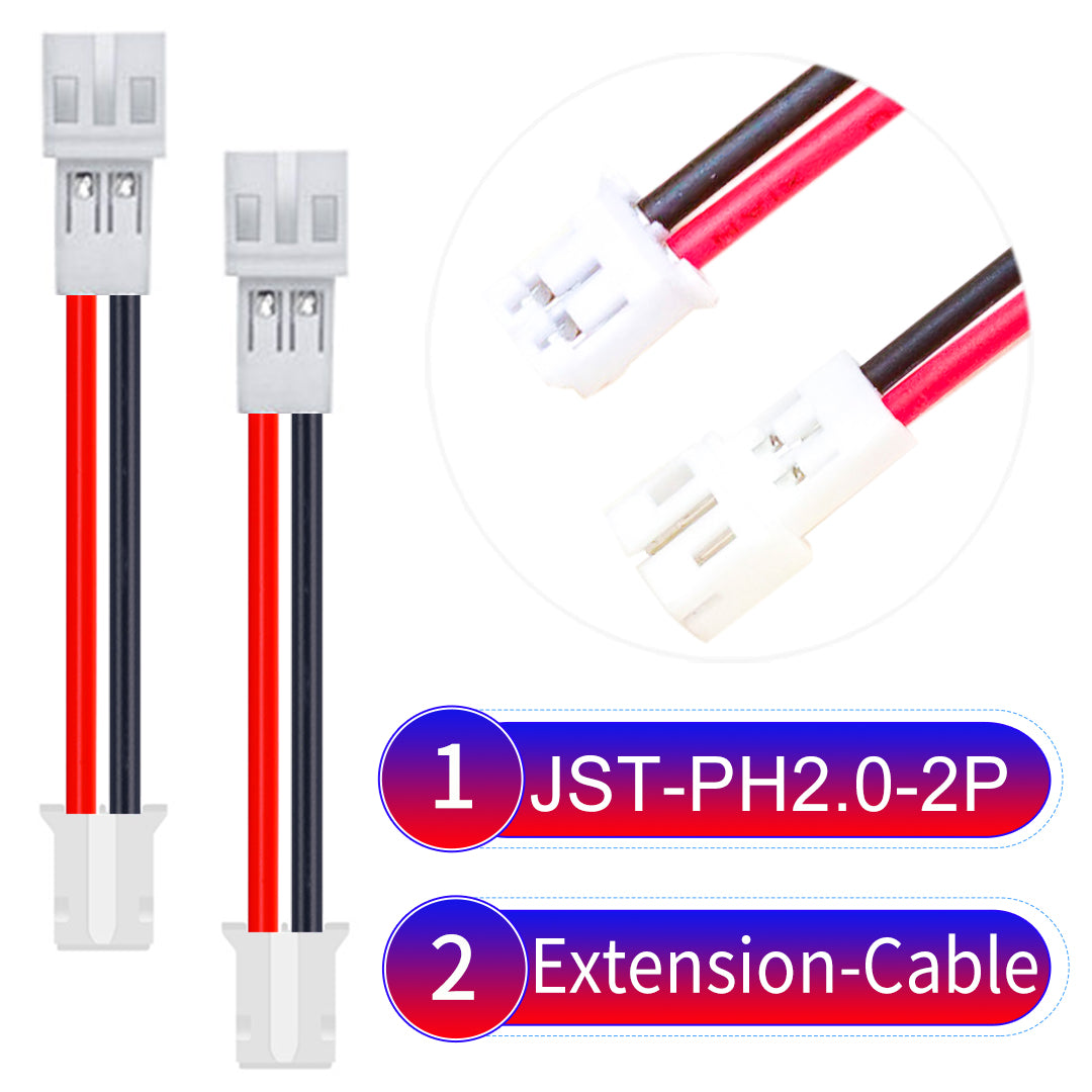High-quality JST PH2.0 2Pin Male Female Extension Cable, made with UL1007-certified PVC, compatible with various devices.