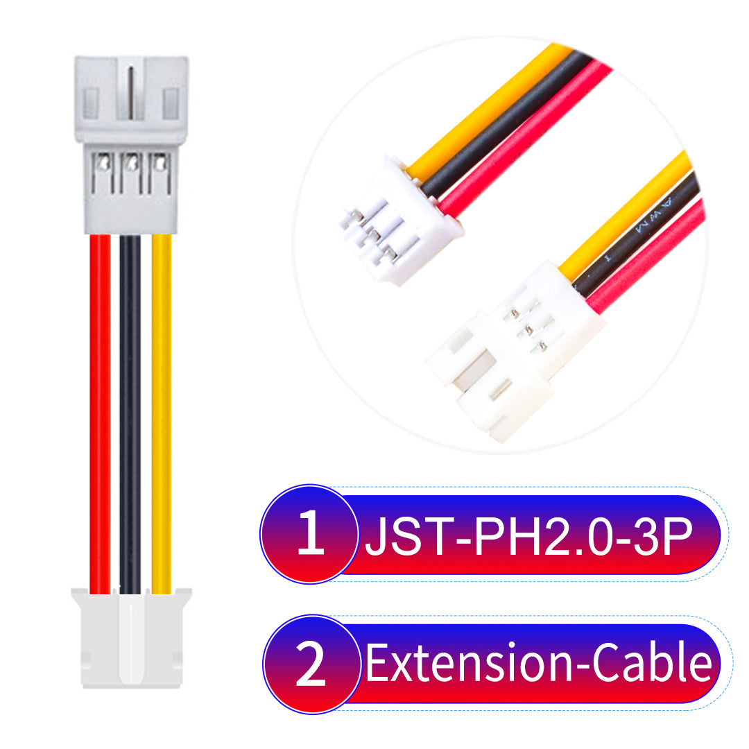 High-quality JST PH2.0 3Pin Male Female Extension Cable, made with UL1007-certified PVC, compatible with various devices.