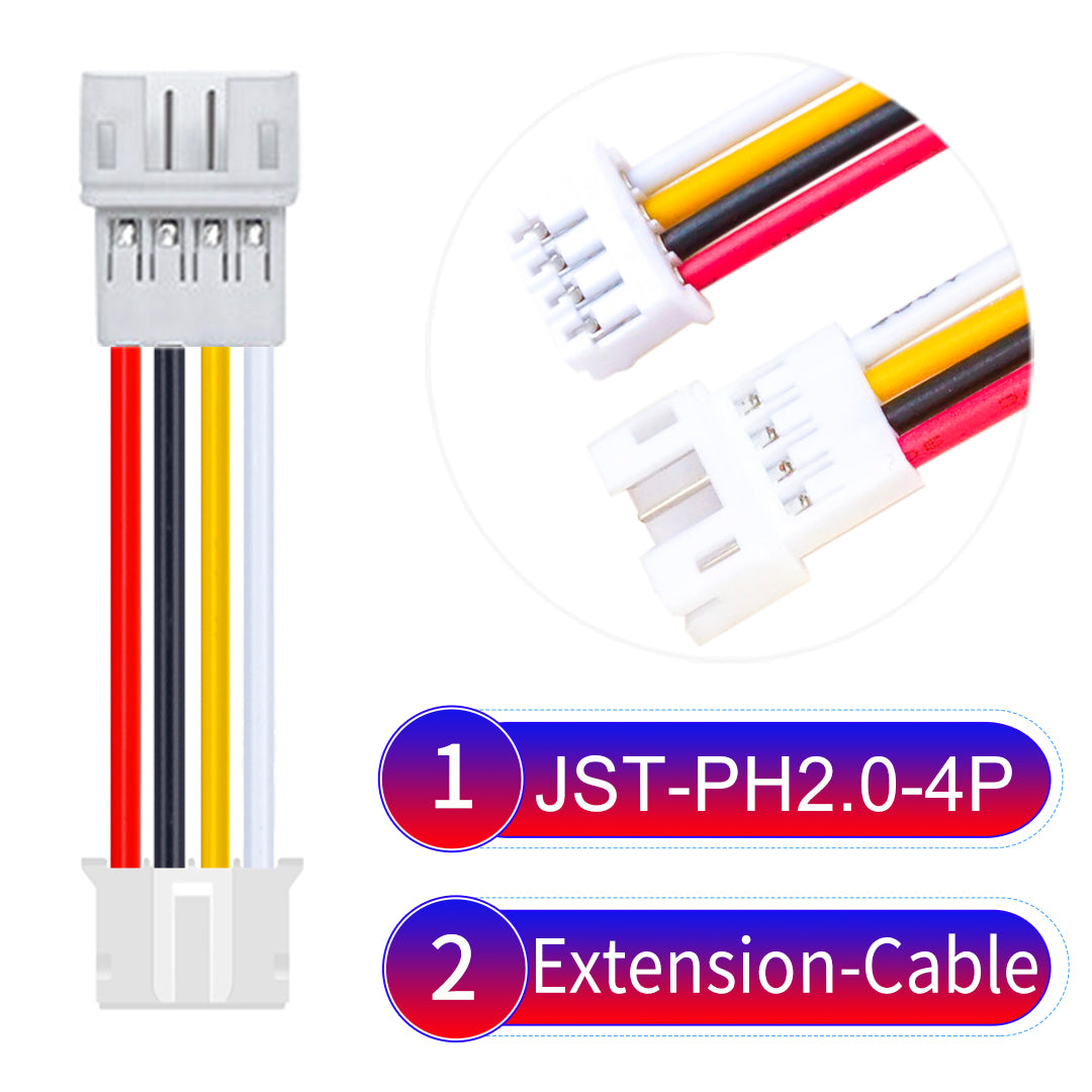 High-quality JST PH2.0 4Pin Male Female Extension Cable, made with UL1007-certified PVC, compatible with various devices.