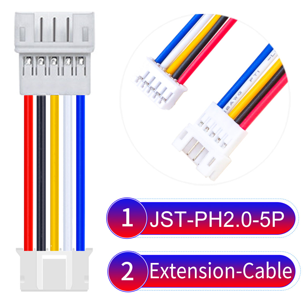 High-quality JST PH2.0 5Pin Male Female Extension Cable, made with UL1007-certified PVC, compatible with various devices.
