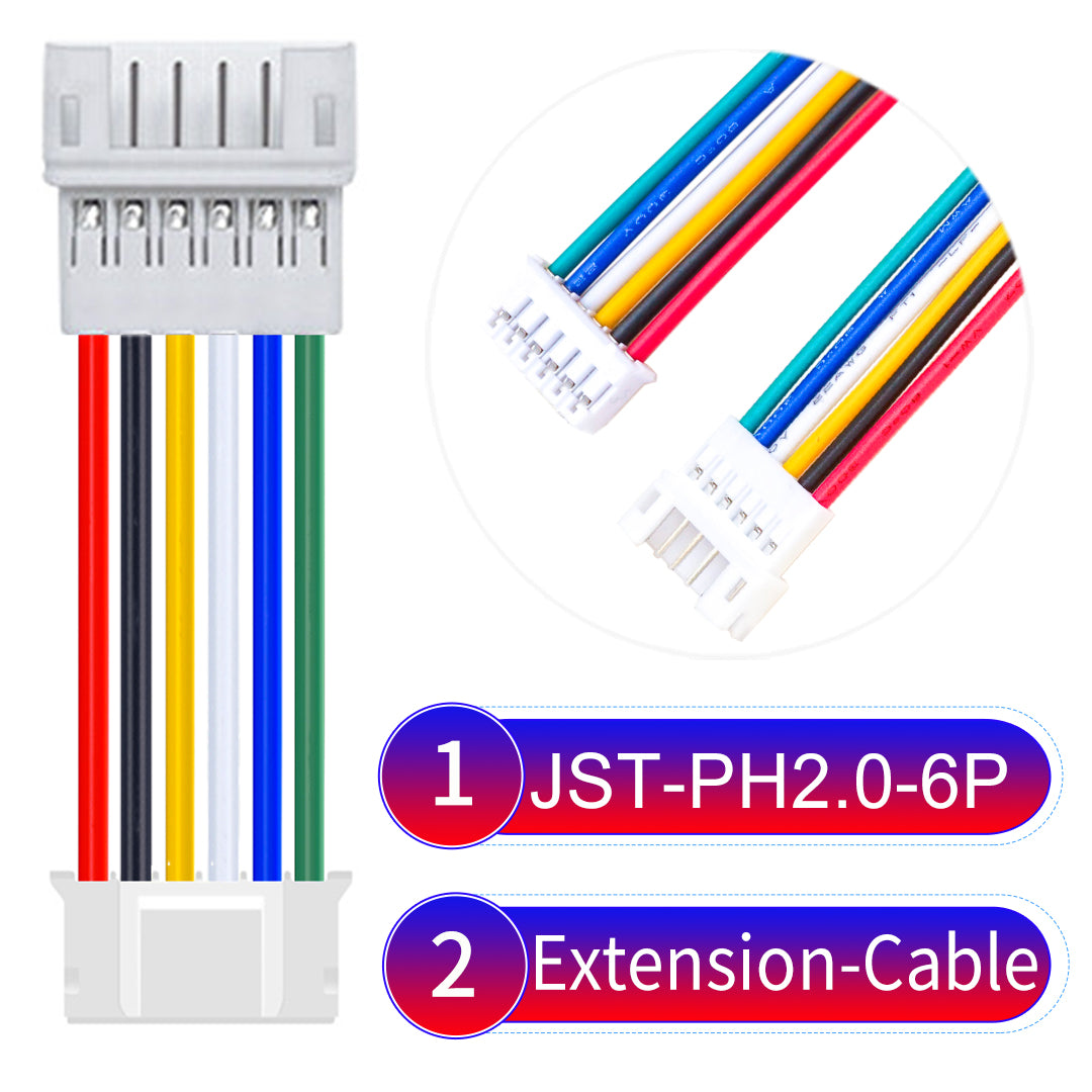 High-quality JST PH2.0 6Pin Male Female Extension Cable, made with UL1007-certified PVC, compatible with various devices.