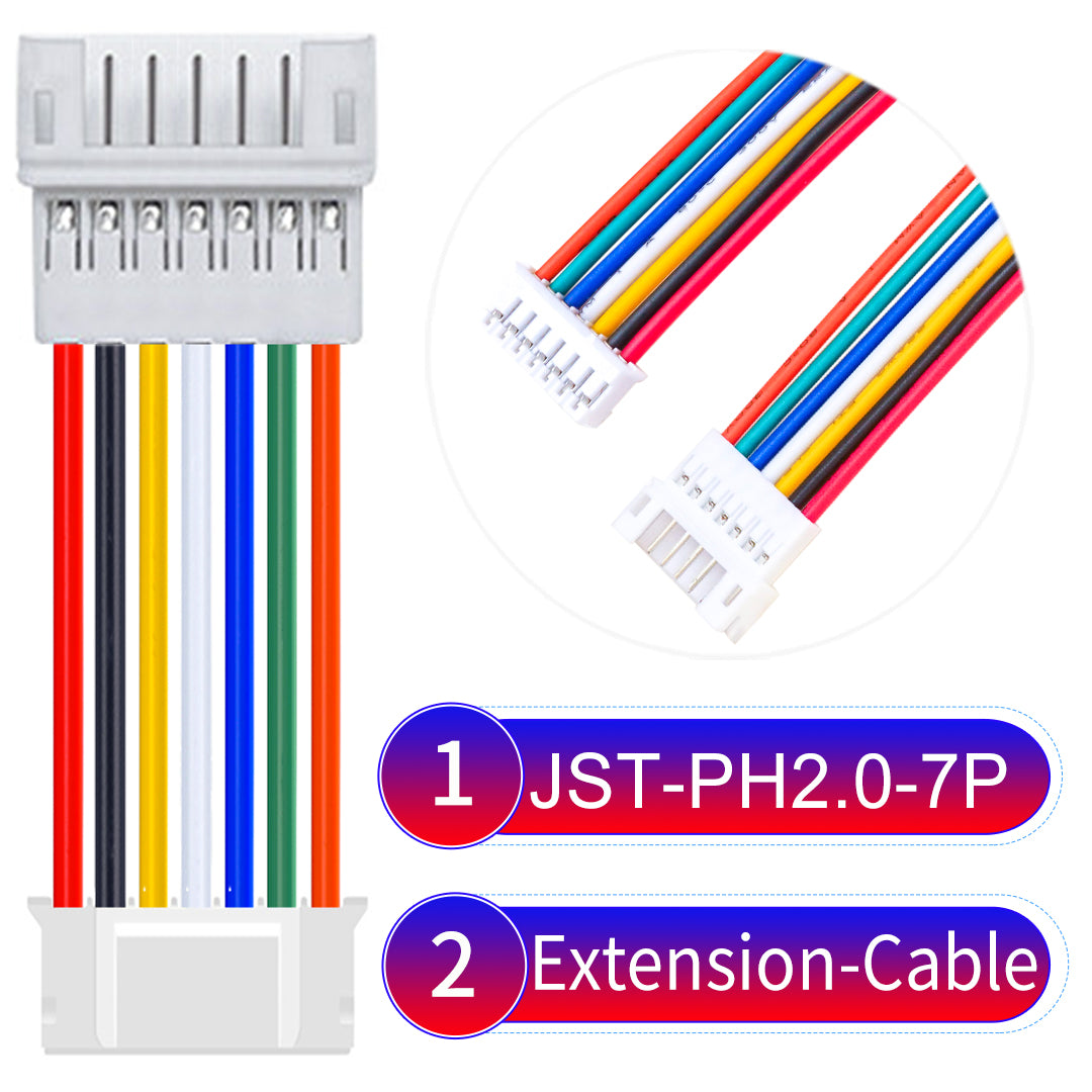 High-quality JST PH2.0 7Pin Male Female Extension Cable, made with UL1007-certified PVC, compatible with various devices.