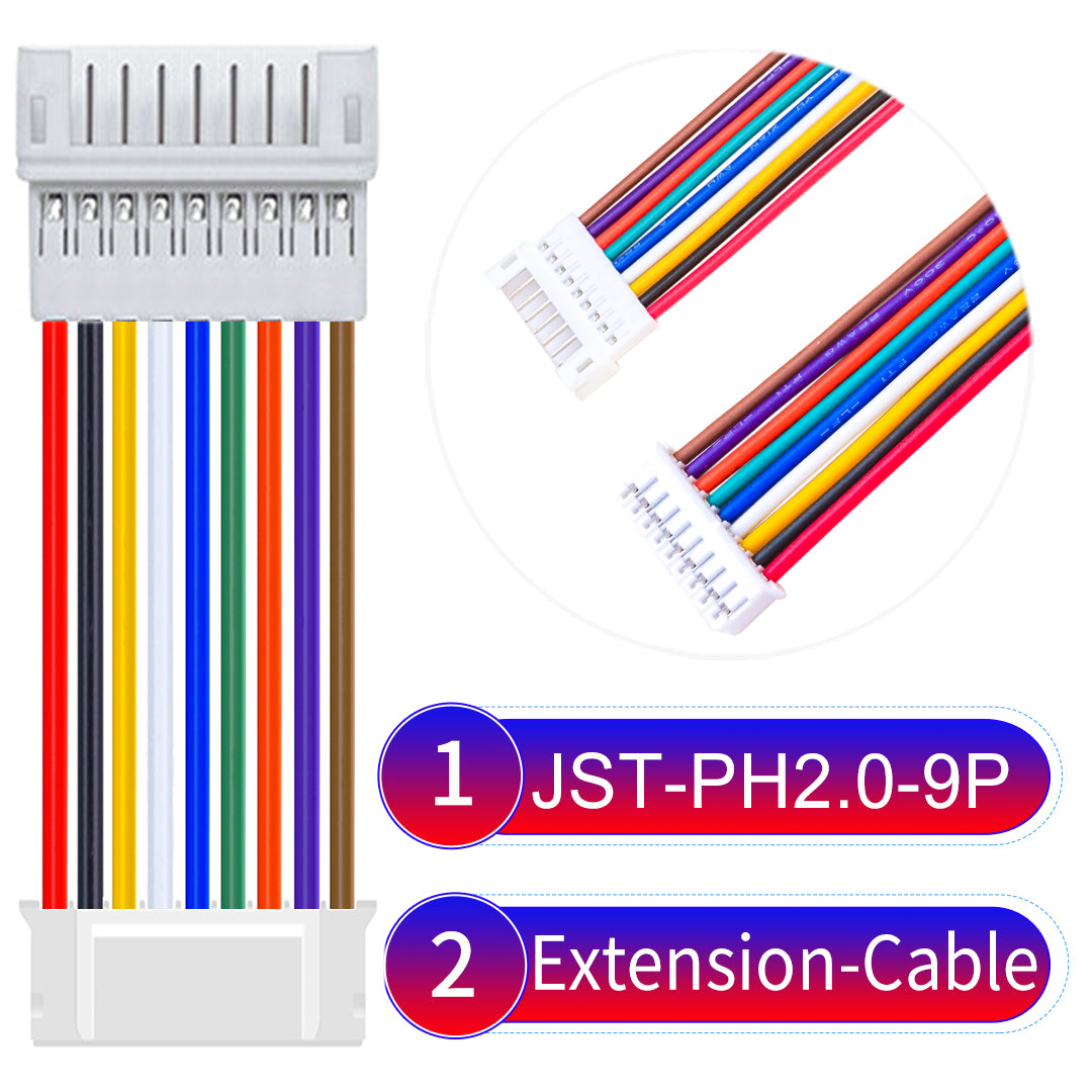 High-quality JST PH2.0 9Pin Male Female Extension Cable, made with UL1007-certified PVC, compatible with various devices.