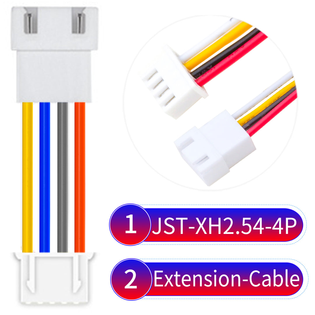 JST XH 4Pin Male Female Extension cable, 2.54mm pitch, 22AWG copper wire, UL1007 certified, ideal for home appliances, electrical systems, and LED lighting applications.