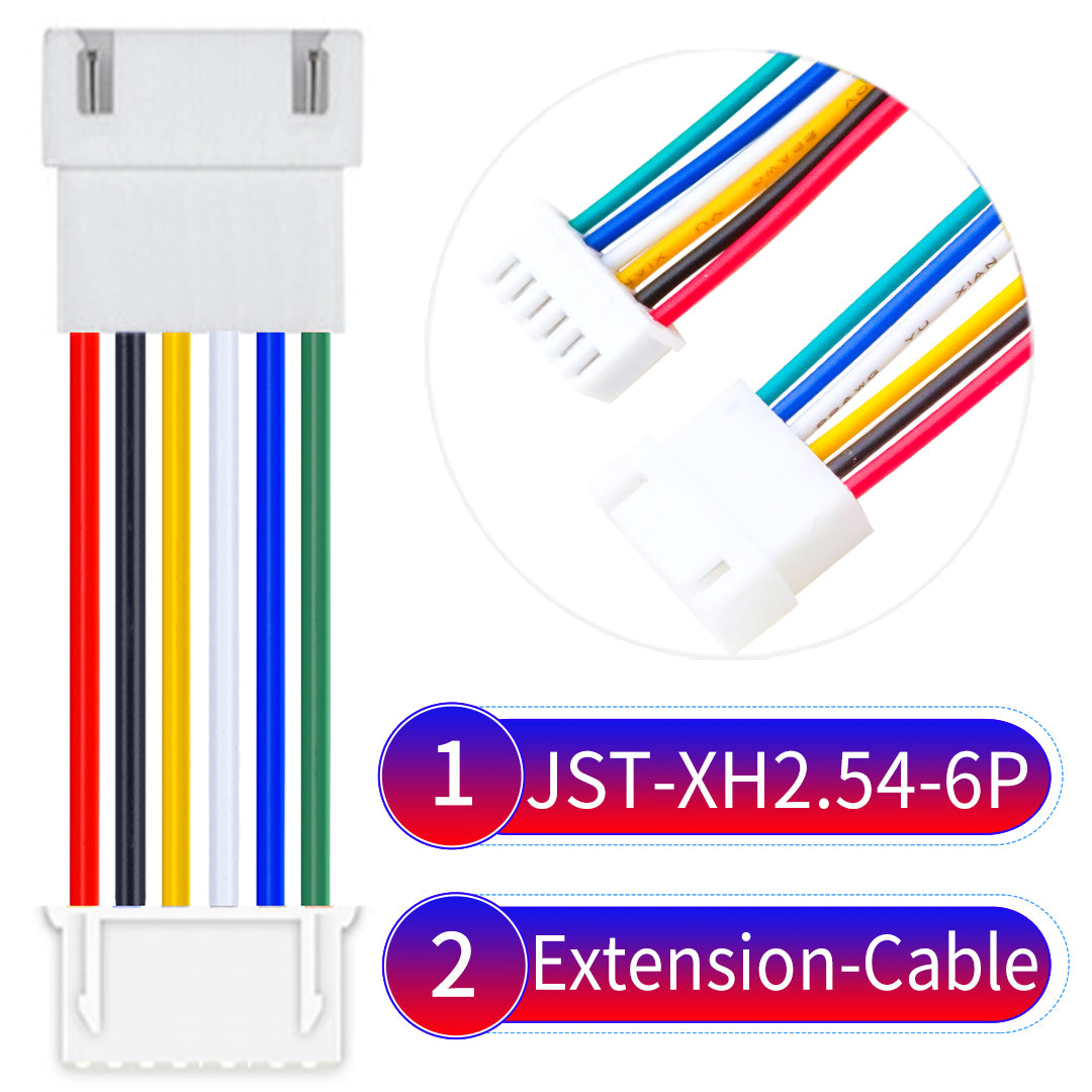 JST XH 6Pin Male Female Extension cable, 2.54mm pitch, 22AWG copper wire, UL1007 certified, ideal for home appliances, electrical systems, and LED lighting applications.