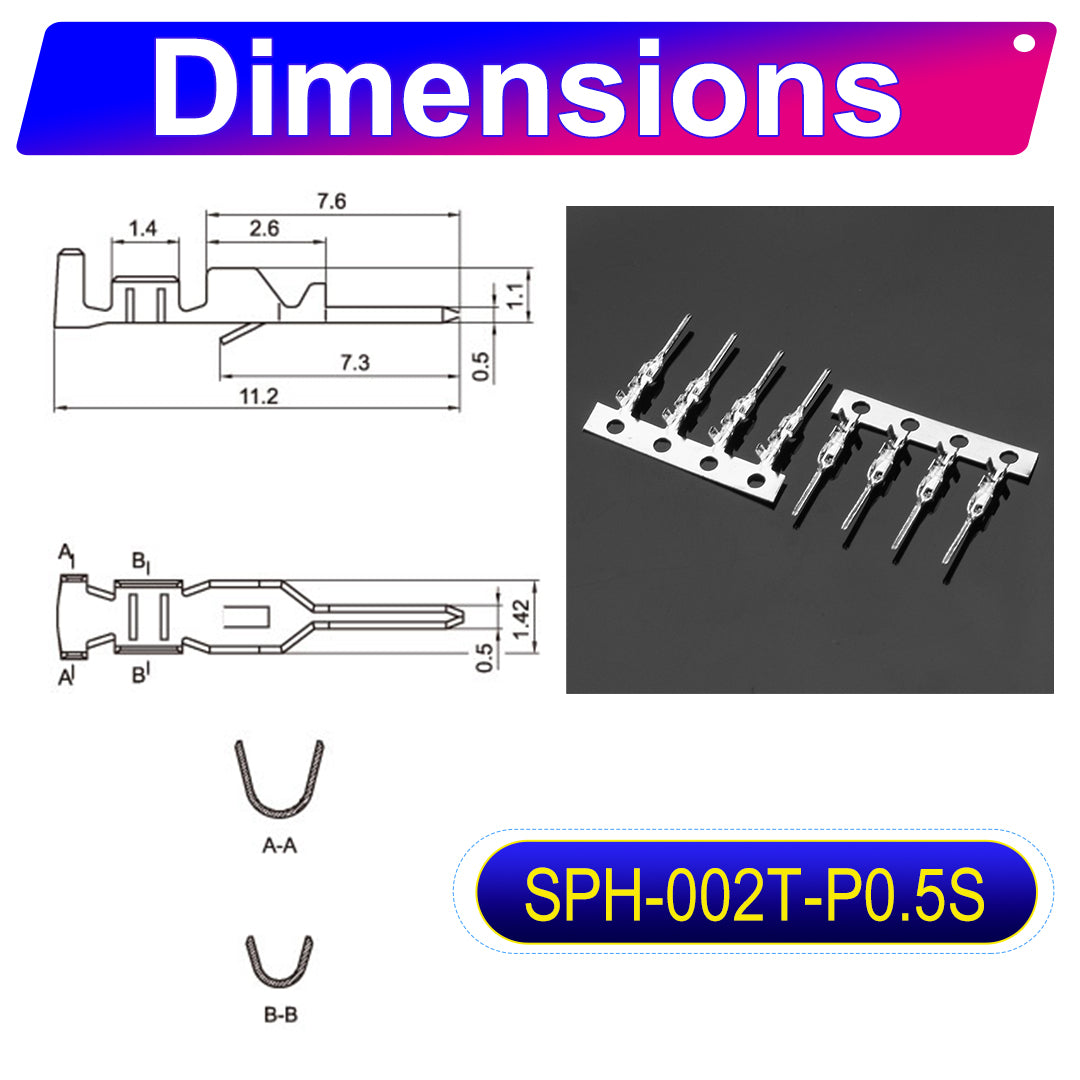JST PH 2.0mm Male-Female Extension Pre-Crimped Terminal Silicone Cable (Without Connector), 22AWG UL3239 Soft Wire 200℃ Heat Resistant 3KV 3A