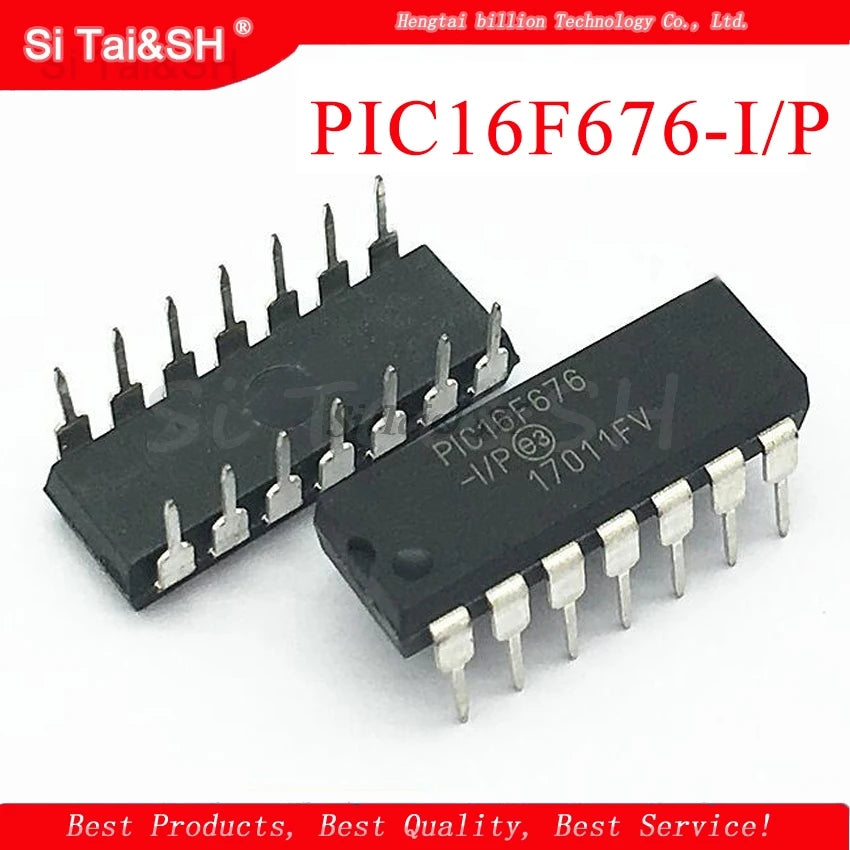 PIC16F676-I/P DIP14 8-bit microcontroller IC chip for embedded control and electronic circuit applications