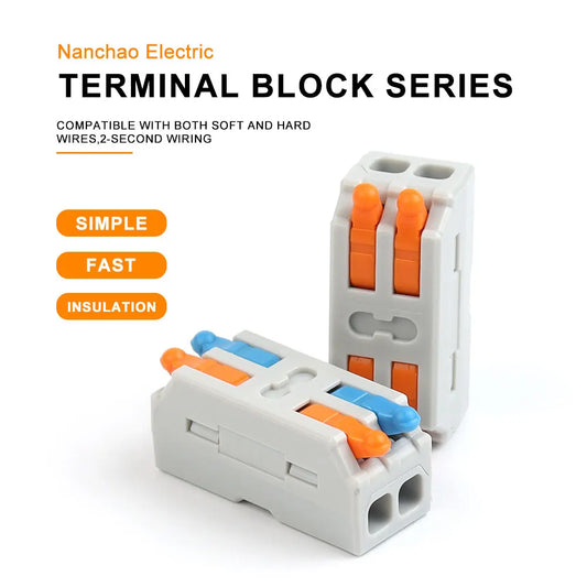 Mini fast wiring connector push-in home terminal block for compact electrical connections
