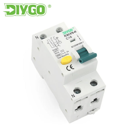 1P+N RCBO residual current circuit breaker with electro-magnetic protection and 50/60Hz frequency rating