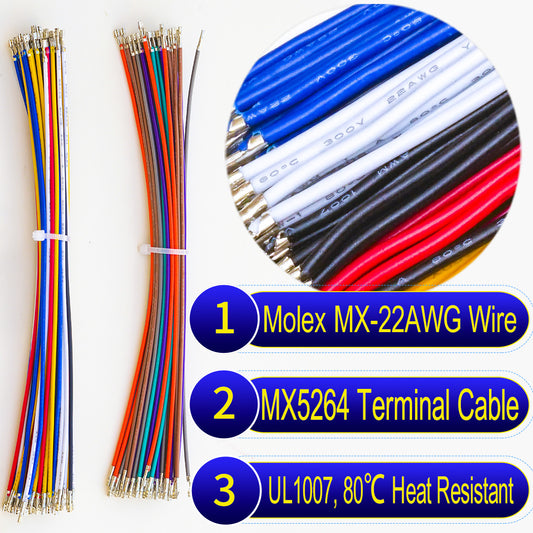 single-head_Molex_KK_254_2.5mm_MX5264_Pre-Crimped_Terminal_Cable_22AWG_PVC_UL1007