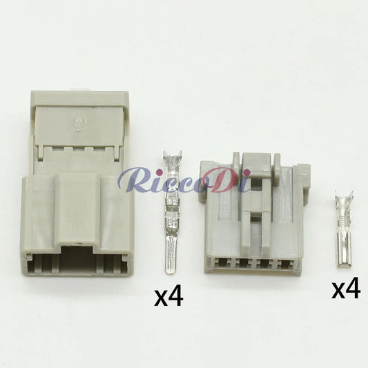 Close-up of Sumitomo HD Type 4 Pin male female connector terminals 6098-0244 6098-0243 for automotive electrical wiring