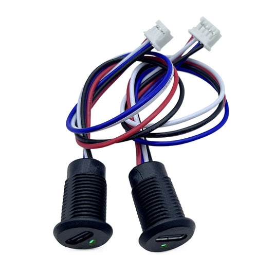 Close-up of TYPE-C 4P high current charging socket, female USB TYPE-C waterproof connector