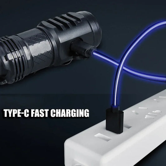Type-C rechargeable LED torch with built-in battery