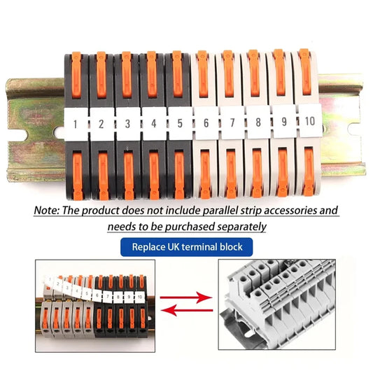 Universal Din Rail terminal block with conductive strip