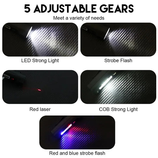 USB rechargeable COB flashlight torch