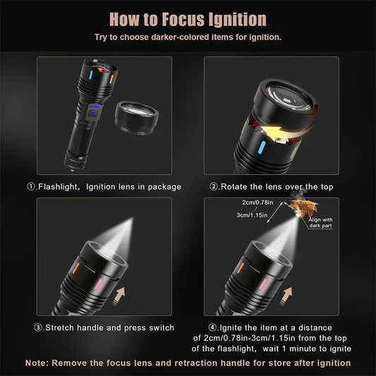 USB rechargeable zoom tactical torch for outdoor use