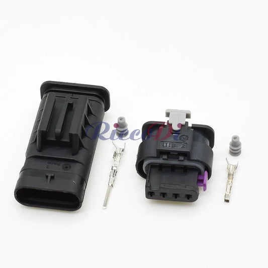 Close-up of Weichai 4 Pin Water Temperature Sensor Connector terminals 1718657-1