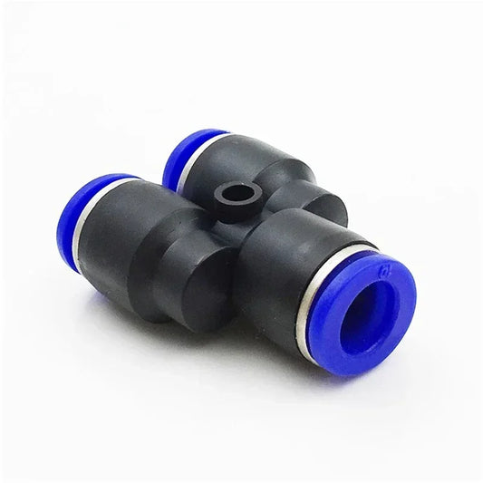 y and w shaped pneumatic push-to-connect fittings for air water and oil tubing
