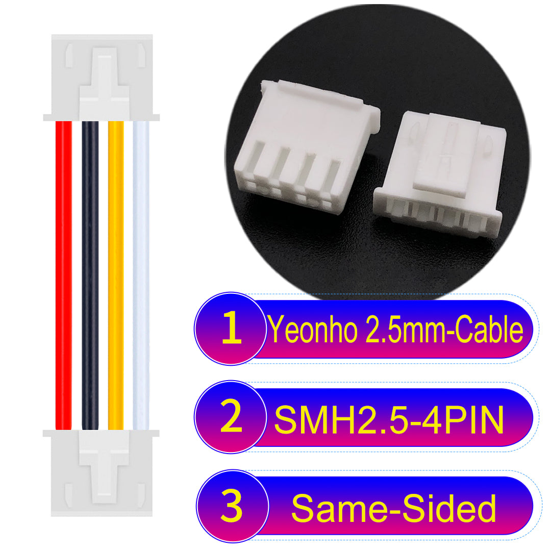 yeonho SMH250 4Pin Same-Side-Head cable, 2.54mm pitch, UL1007 certified, reliable for LED lighting and industrial equipment connections.
