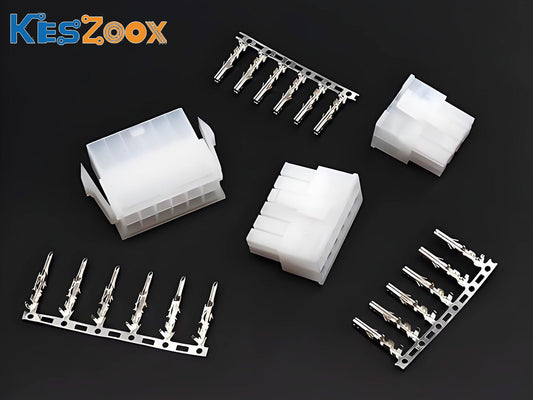 Molex Mini-Fit Jr. 5557 receptacle housings with crimped wire harnesses in multiple circuit counts — 4.20mm pitch dual-row power connectors