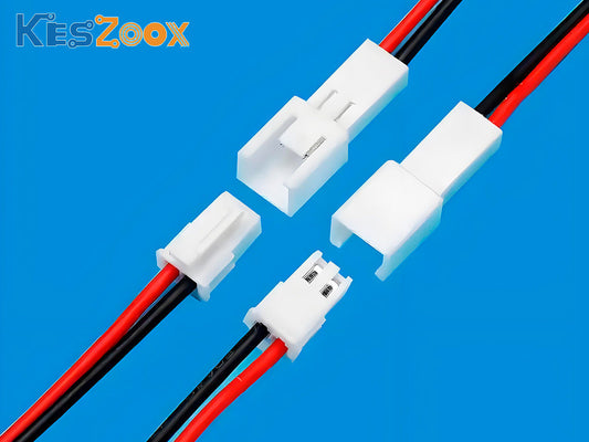 Yeonho SMH250 2.5mm wire-to-wire connector family — plug housings, socket housings, and tin-plated crimp terminals in 2-pin to 12-pin configurations on blue background