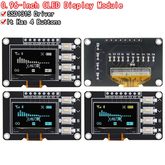 0.96-inch OLED I²C 128x64 display with 4x4 keypad, SSD1315 LCD module compatible with Arduino boards for DIY electronics projects