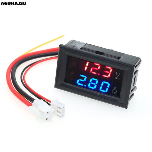0.28 inch LED DC digital voltmeter and ammeter, 2-in-1 dual display panel for 12V/24V voltage and current measurement