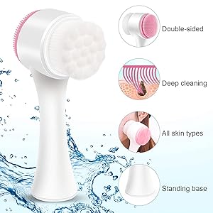3D Silicone Facial Cleanser Double Sided Face Brush for Massage
