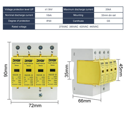 Surge protector with 10-20KA, 20-40KA, 30-60KA ratings