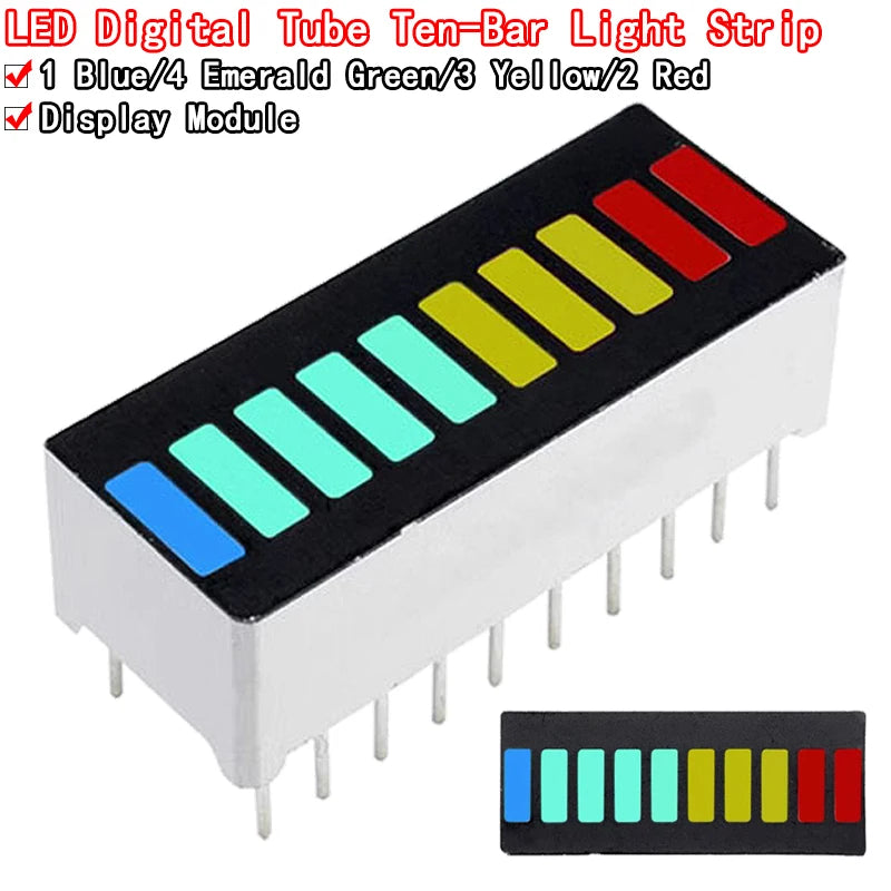 10-segment multicolor LED light bar display module with red yellow green blue indicators for DIY electronic projects