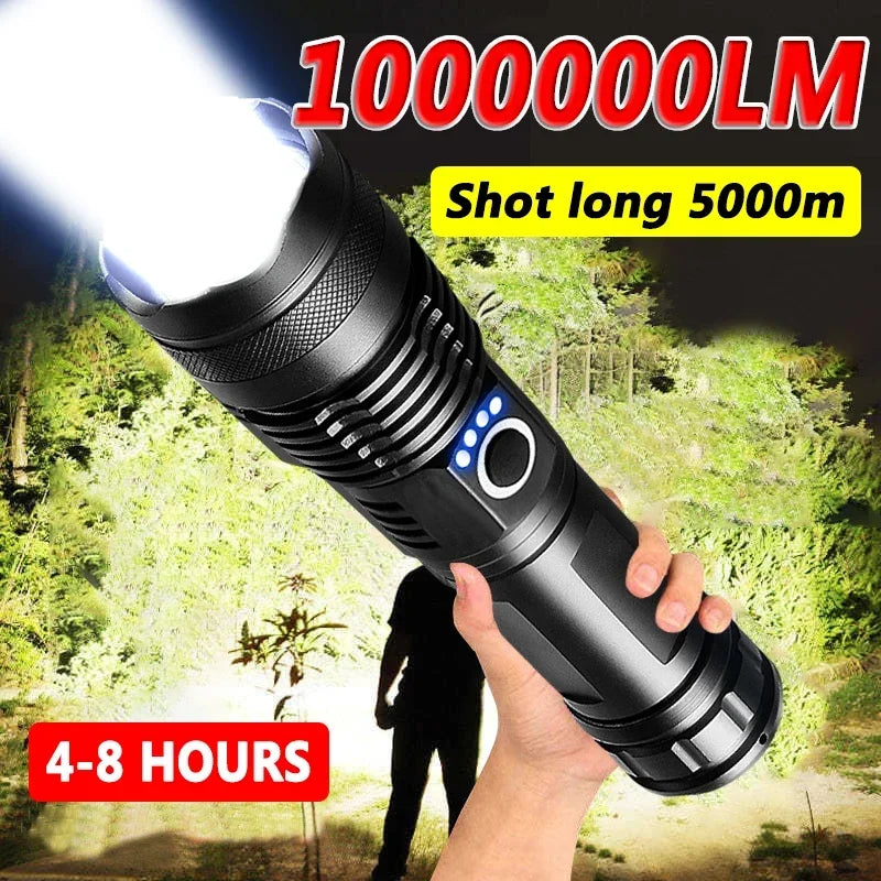 10000LM high power LED rechargeable flashlight