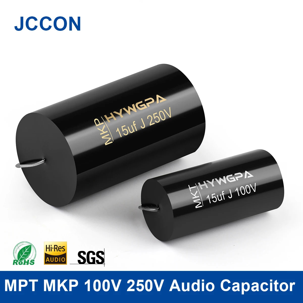 100V-250V MKP axial audio capacitor, ideal for HiFi crossover, coupling, and frequency-divided speaker circuits