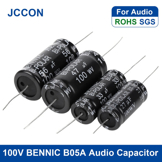 100V horizontal non-polar electrolytic capacitor, ideal for audiophile audio and car speaker applications