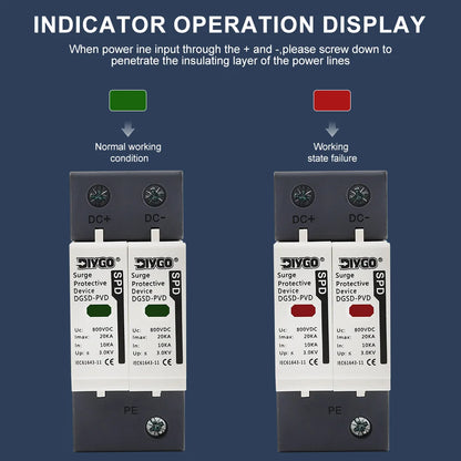 2P SPD surge protector supporting 10KA~60KA surge current ratings