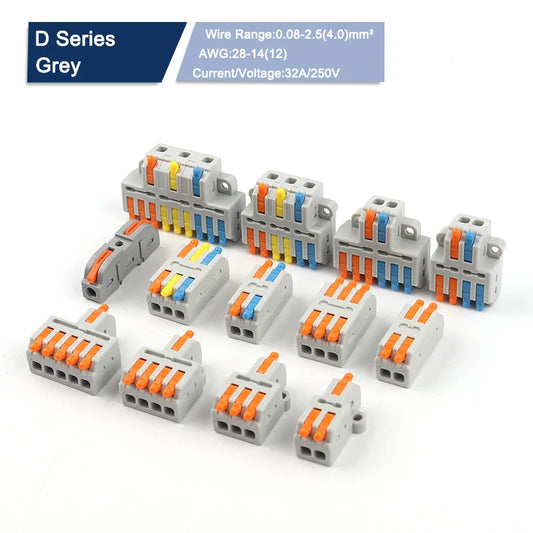10PCS universal compact wire connector splitter quick electrical cable splice terminal block