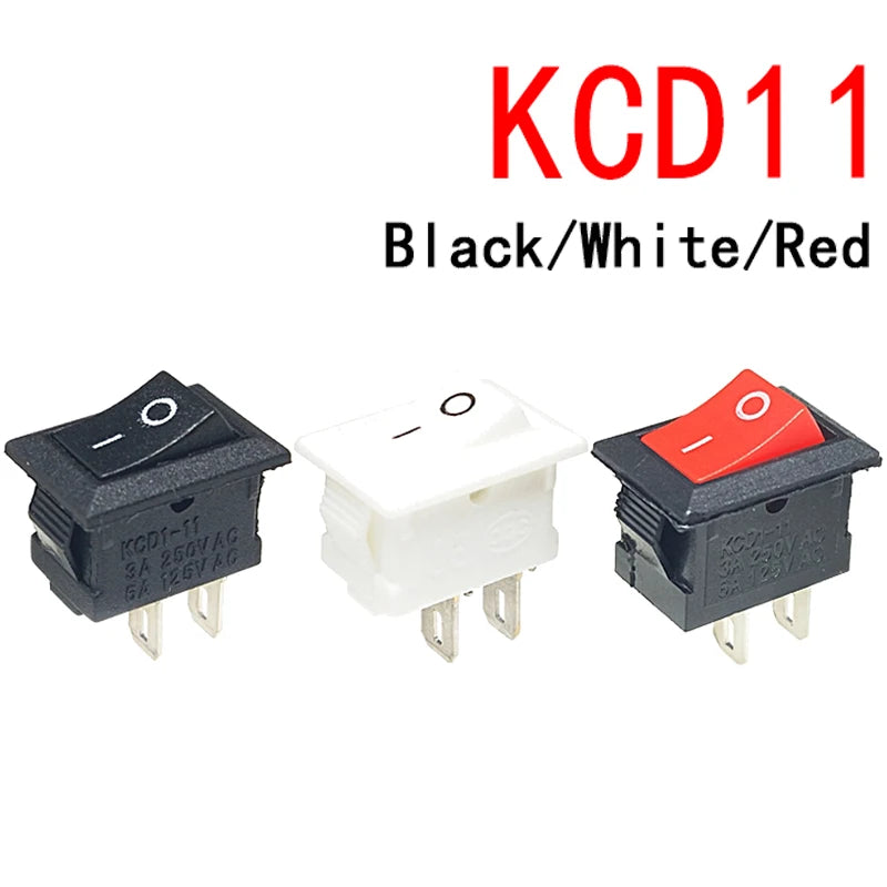 10x15mm SPST 2-pin ON/OFF rocker switch KCD11, suitable for boats, cars, trucks, RVs, ATVs, and home dashboard applications