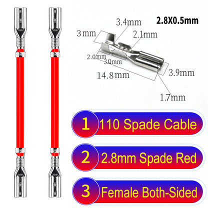 Premium 2.8mm both sided 110 spade cable Red with eco-friendly material and excellent conductivity, suitable for appliances and industrial use.