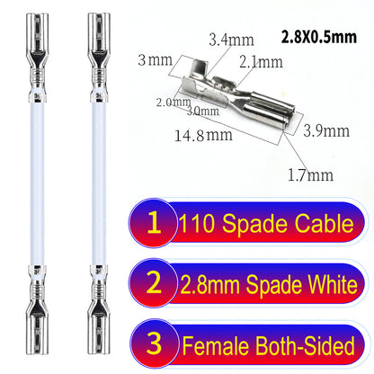 Premium 2.8mm both sided 110 spade cable White with eco-friendly material and excellent conductivity, suitable for appliances and industrial use.