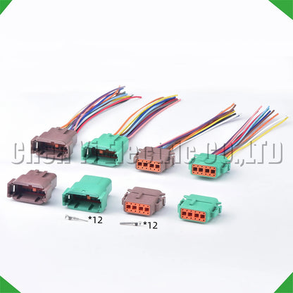 12 Pin automotive connectors wire harness plug for Deutsch DTM series, including DTM06-12SC, DTM04-12PC, DTM06-12SD, DTM04-12PD